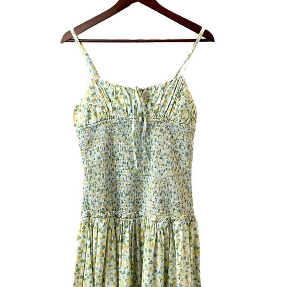 Free People Lavender Daze Smocked Midi Dress in Green Combo Size Large NEW - Picture 6 of 13